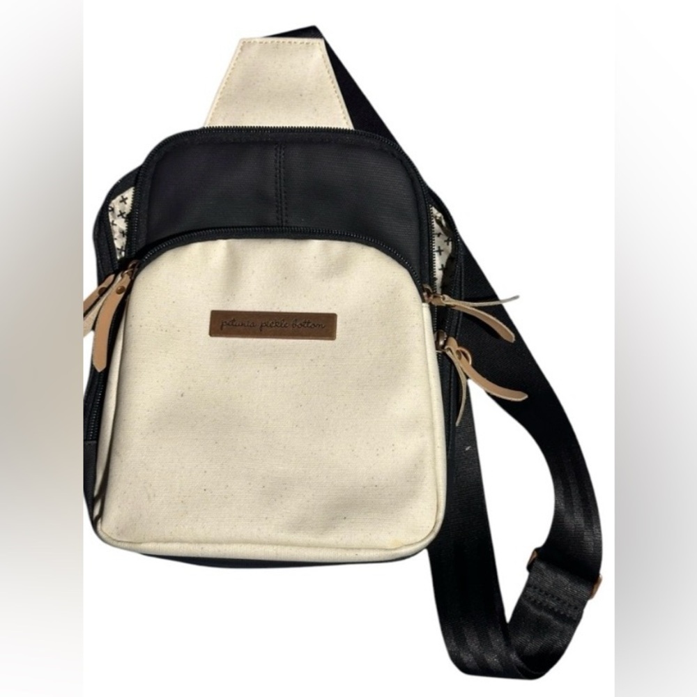 Petunia Pickle Bottom Cream and Black Crossbody Sling Bag